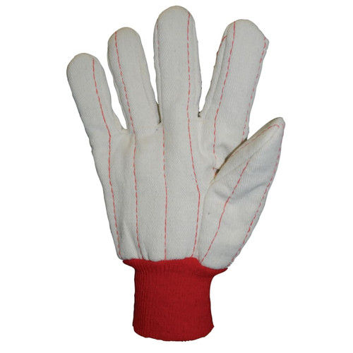 BUY COTTON CANVAS DOUBLE-PALM WITH NAP-IN FINISH GLOVES, RED KNIT-WRIST CUFF, NATURAL WHITE, LARGE now and SAVE!
