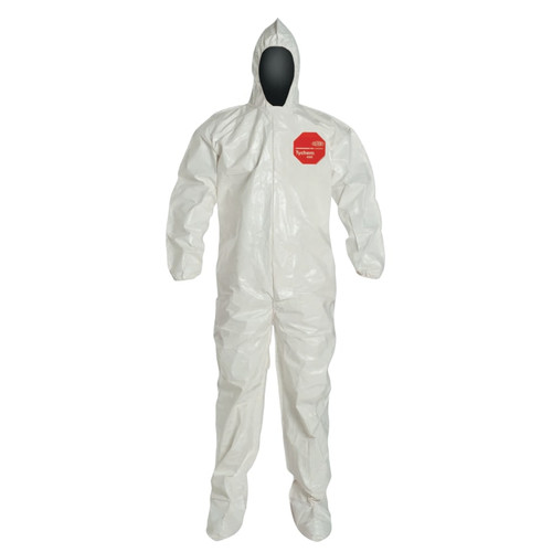 Buy TYCHEM 4000 COVERALL, ATTACHED HOOD AND SOCK, ELASTIC WRISTS, ZIPPER, STORM FLAP, WHITE, 2X-LARGE now and SAVE!