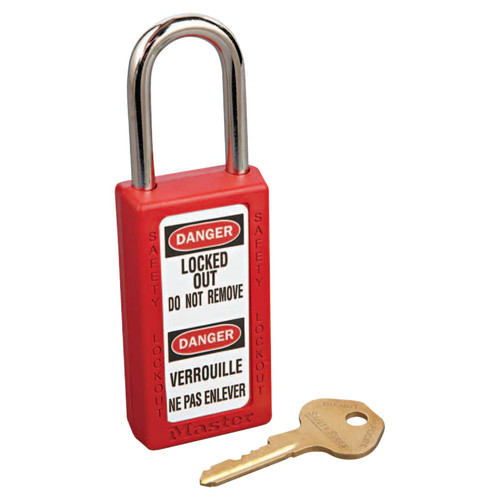 BUY ZENEX THERMOPLASTIC SAFETY LOCKOUT PADLOCK, 411, 1-1/2 W X 3 H BODY, 1-1/2 IN H SHACKLE, KD, RED now and SAVE!