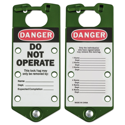 Buy LABELED LOCKOUT HASPS, 3 IN W X 7 1/4 IN L, GREEN now and SAVE!