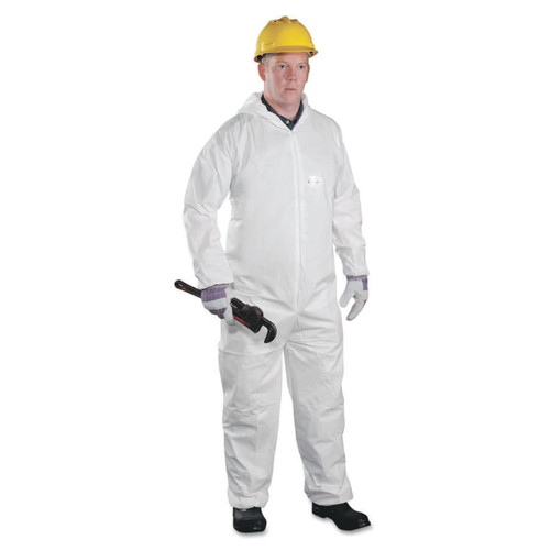 Buy POSI-WEAR BA MICROPOROUS DISPOSABLE COVERALLS WITH ATTACHED HOOD, ELASTIC WRISTS/ANKLES, WHITE, MEDIUM now and SAVE!