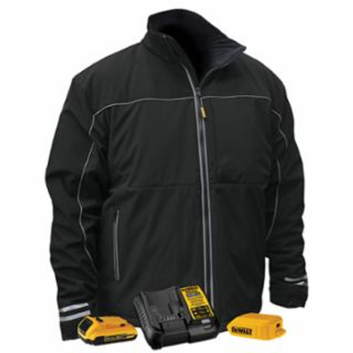 Buy LIGHTWEIGHT SOFT-SHELL HEATED JACKET, LARGE, BRUSHED TWILL/POLYESTER FLEECE LINING, BLACK/SILVER, INCLUDES BATTERY KIT now and SAVE!