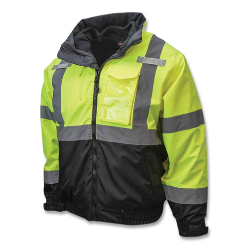 Buy SJ210B CLASS 3 THREE-IN-ONE DELUXE HIGH VISIBILITY BOMBER SAFETY JACKET, HI-VIS GREEN, BLACK BOTTOM, 2X now and SAVE!