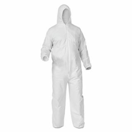 Buy KLEENGUARD A35 ECONOMY LIQUID & PARTICLE PROTECTION COVERALLS, ZIPPER FRONT/ELASTIC WRISTS/ANKLES/HOOD, WHITE, XL now and SAVE!