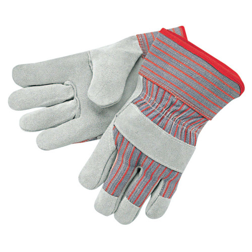 BUY INDUSTRIAL STANDARD SHOULDER SPLIT GLOVES, X-LARGE, LEATHER, RED AND GRAY FABRIC now and SAVE!