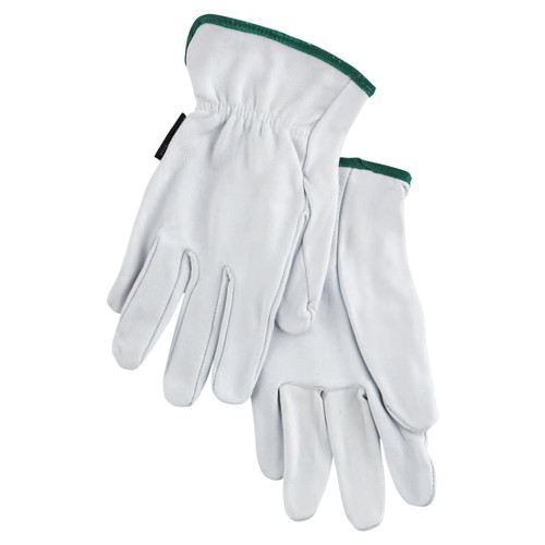 BUY PREMIUM-GRADE LEATHER DRIVING GLOVES, GOATSKIN, MEDIUM, UNLINED, STRAIGHT THUMB, WHITE now and SAVE!