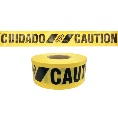 Buy REINFORCED BARRICADE TAPE, 3 IN X 500 FT, CAUTION/CUIDADO, YELLOW now and SAVE!
