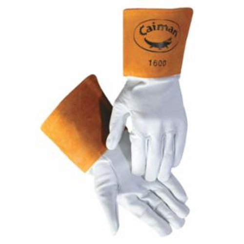 Buy 1600 GOAT GRAIN LEATHER/COWHIDE CUFF UNLINED WELDING GLOVES, X-LARGE, WHITE/GOLD, GAUNTLET CUFF now and SAVE!