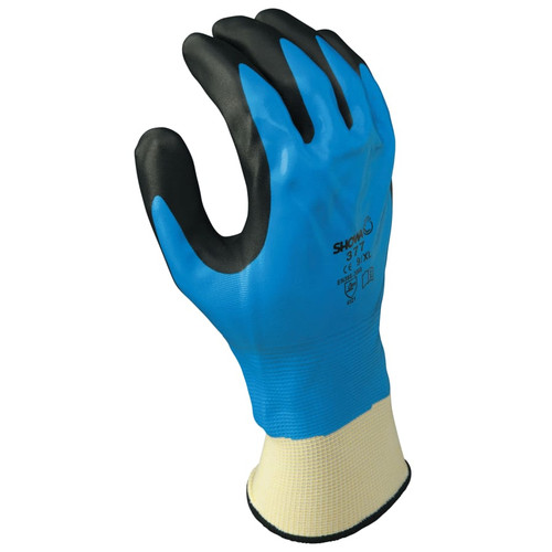 BUY 377 LIQUID RESISTANT NITRILE/NITRILE FOAM COATED GLOVES, X-LARGE, BLACK/BLUE/WHITE now and SAVE!