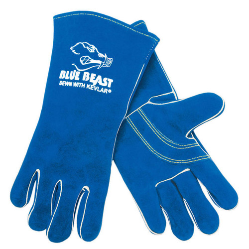 BUY BLUE BEAST SELECT SIDE-SPLIT LEATHER WELDING WORK GLOVES, XL, BLUE, GAUNTLET CUFF now and SAVE!