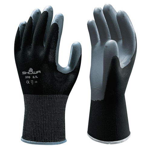 Buy 370B GENERAL PURPOSE NITRILE COATED FINGERS/PALM GLOVES, LARGE, BLACK/GRAY now and SAVE!