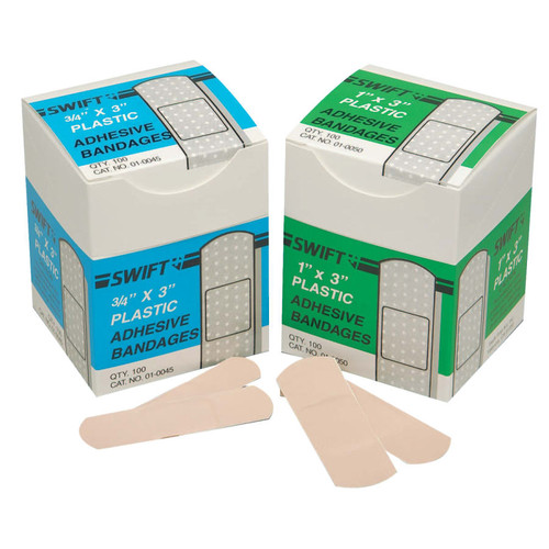 BUY ADHESIVE BANDAGES, BLUE, 1 IN X 3 IN, PLASTIC now and SAVE!