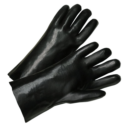 BUY PVC COATED GLOVES, STANDARD SMOOTH GRIP, COTTON-KNIT INTERLOCK LINING, 12 IN, LARGE, BLACK now and SAVE!