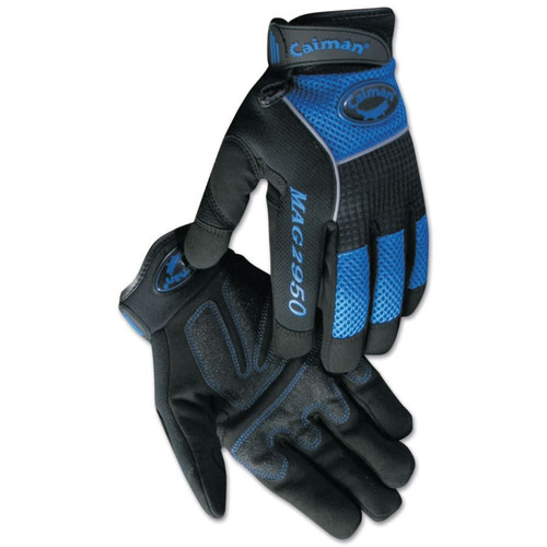 BUY 2950 SYNTHETIC LEATHER PADDED PALM GRIP MECHANICS GLOVES, LARGE, BLACK/BLUE/GRAY now and SAVE!