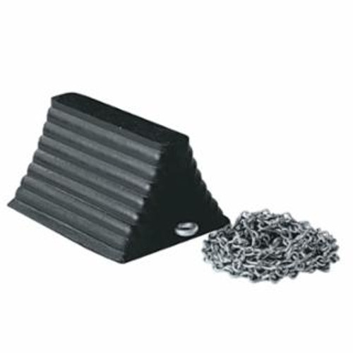 Buy WHEEL CHOCKS, 8 IN W X 10 IN L X 6 IN H, RUBBER, 12 FT CHAIN, BLACK now and SAVE!