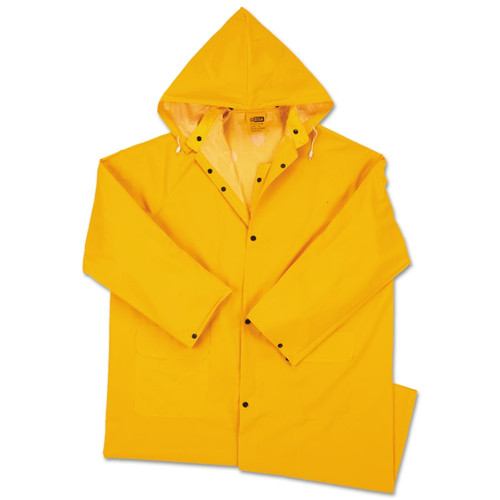 Buy 48 IN RAINCOAT WITH DETACHABLE HOOD, 0.35 MM, PVC OVER POLYESTER, YELLOW, 3X-LARGE now and SAVE!