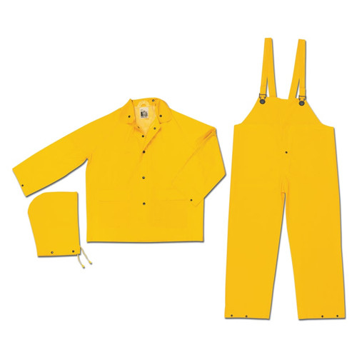 Buy CLASSIC SERIES LIMITED FLAMMABILITY 3-PC RAIN SUIT, JACKET/HOOD/PANTS, 0.35 MM, PVC/POLYESTER, YELLOW, X-LARGE now and SAVE!