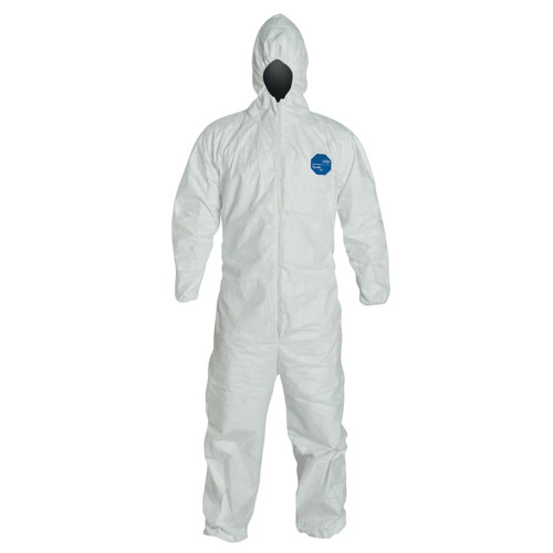 Buy TYVEK 400 COVERALL, SERGED SEAM, ATTACHED HOOD, ELASTIC WAIST, ELASTIC WRIST AND ANKLE, FRONT ZIP, STORM FLP, WHT, 4XL, VP now and SAVE!