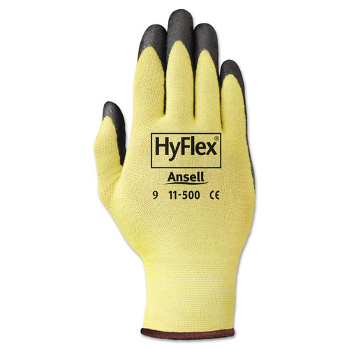 BUY HYFLEX 11-500 INDUSTRIAL NITRILE PALM COATED GLOVES, SIZE 6, YELLOW/BLACK now and SAVE!
