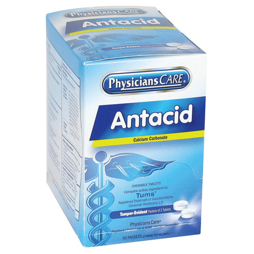 BUY PHYSICIANSCARE ANTACID MEDICATION, CALCIUM CARBONATE 420 MG, 2 PK/50 PK PER BOX now and SAVE!