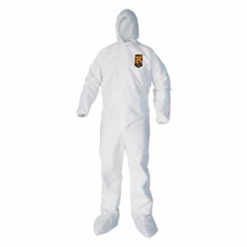 Buy A40 LIQUID & PARTICLE PROTECTION COVERALLS, ZIPPER FRONT/HOOD/ELASTIC WRISTS/ANKLES, WHITE, MEDIUM now and SAVE!