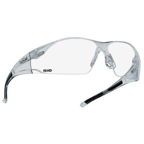 Buy RUSH SERIES SAFETY GLASSES, HD LENS, ANTI-SCRATCH, HYDROPHOBIC, CLEAR FRAME, TPR now and SAVE!