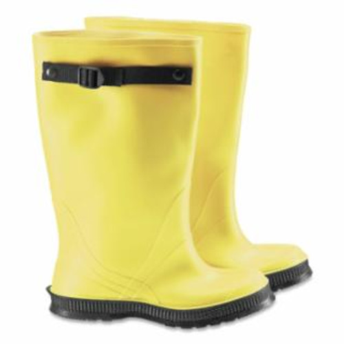 Buy 17 IN RUBBER SLICKER OVERBOOTS, PLAIN TOE, MEN'S 12, FLEX-O-THANE/PVC, YELLOW/BLACK now and SAVE!