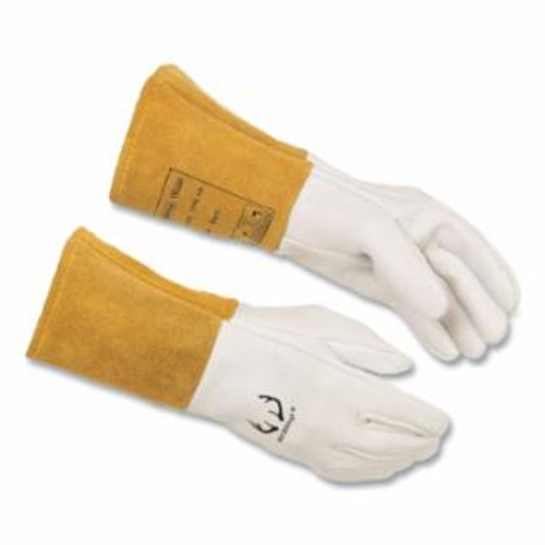 Buy DEERSOSOFT DEERSKIN/SPLIT COWHIDE MIG/TIG WELDING GLOVES, LARGE, TAN/WHITE, GAUNTLET CUFF now and SAVE!