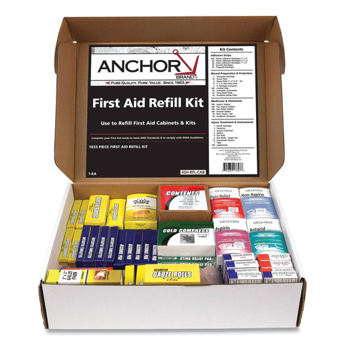 Buy 4 SHELF FIRST AID CABINET REFILL, INCLUDES 1,000 PIECES now and SAVE!