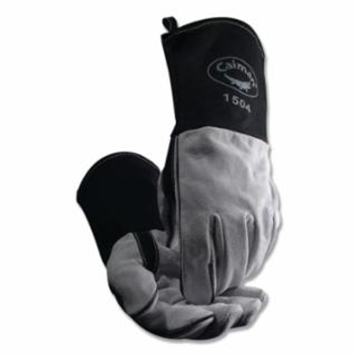 Buy 1504 COW SPLIT FLAME RESISTANT COTTON CUFF MIG/STICK WELDING GLOVES, LARGE, BLACK/GRAY, 4 IN GAUNTLET CUFF now and SAVE!