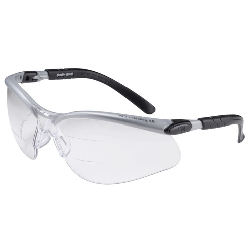 BUY BX DUAL READER SAFETY EYEWEAR, +1.5 DIOPTER POLYCARBON ANTI-FOG LENSES, SILVER/BLACK FRAME now and SAVE!
