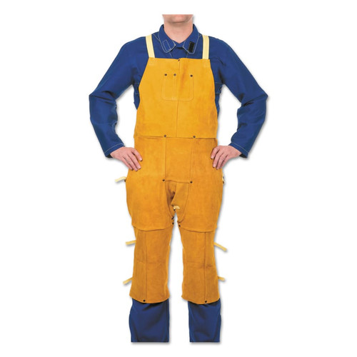Buy LEATHER SPLIT LEG BIB APRON, 24 IN W X 48 IN L, SPLIT COWHIDE, GOLDEN BROWN now and SAVE!