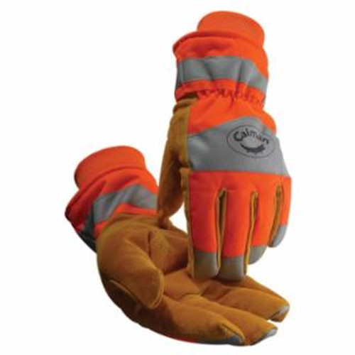 Buy 1353 COWHIDE HEATRAC INSULATED HI-VIS WATERPROOF WINTER WORK GLOVES, POLY BACK, MEDIUM, GOLD/ORANGE/SILVER now and SAVE!