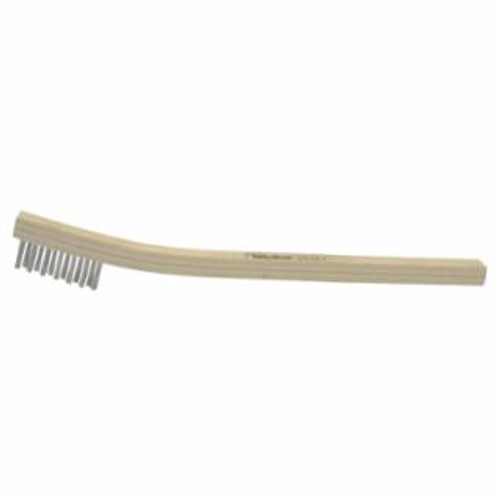 Buy SMALL HAND SCRATCH BRUSH, 7-1/2 IN, 3 X 7 ROWS, STAINLESS STEEL WIRE, CURVED WOOD HANDLE now and SAVE!