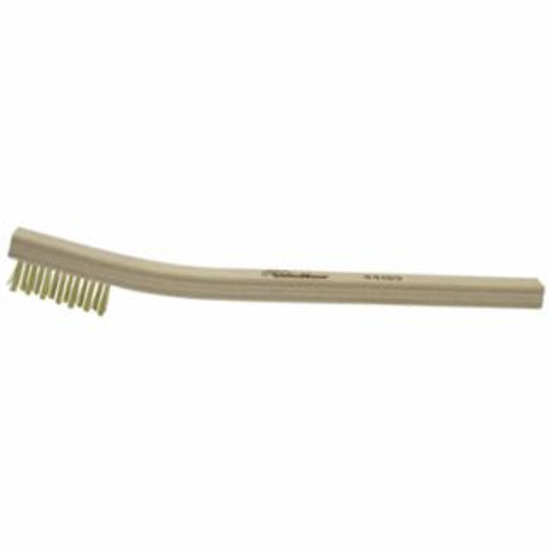 Buy SMALL HAND SCRATCH BRUSH, 7-1/2 IN, 3 X 7 ROWS, BRASS WIRE, CURVED WOOD HANDLE now and SAVE!