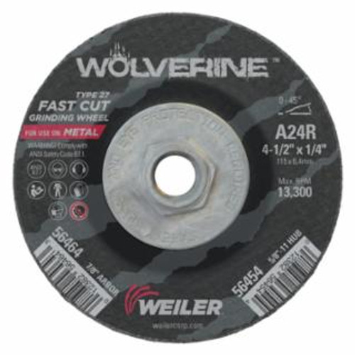 Buy WOLVERINE GRINDING WHEEL, 4-1/2 IN DIA, 1/4 IN THICK, 5/8 IN - 11 UNC ARBOR, 24 GRIT now and SAVE!