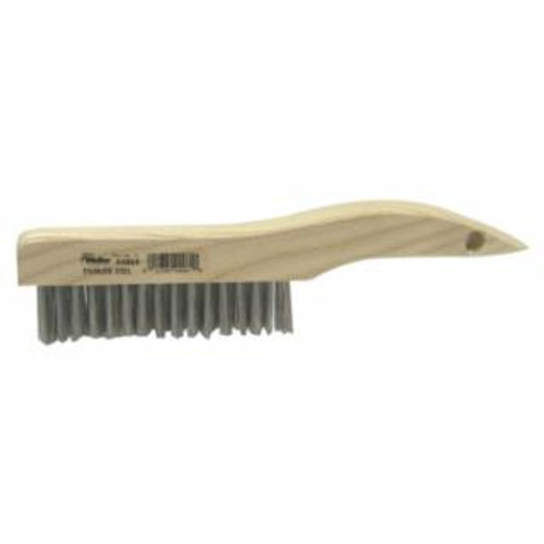 Buy SHOE HANDLE SCRATCH BRUSH, 10 IN, 4 X 16 ROWS, STAINLESS STEEL WIRE, WOOD HANDLE now and SAVE!