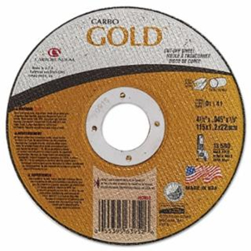 Buy CARBO GOLDCUT REINFORCED ALUMINUM OXIDE ABRASIVE, 4-1/2 IN DIA, 0.045 IN THICK, 7/8 IN ARBOR, 60 GRIT now and SAVE!