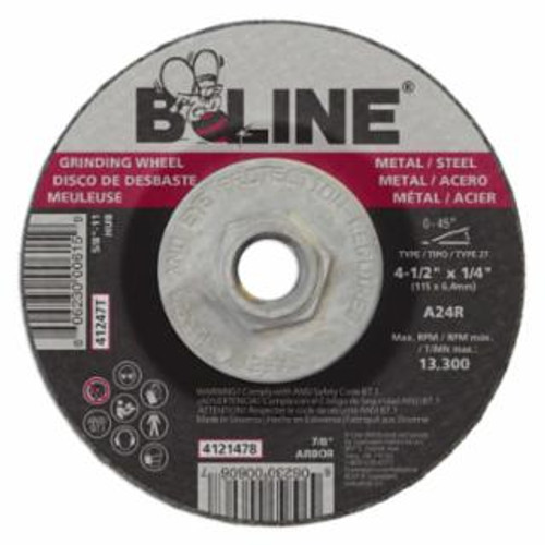 Buy DEPRESSED CENTER GRINDING WHEEL, 4-1/2 IN DIA, 5/8 IN-11 ARBOR, 1/4 IN THICK, 24 GRIT, ALUMINUM OXIDE now and SAVE!