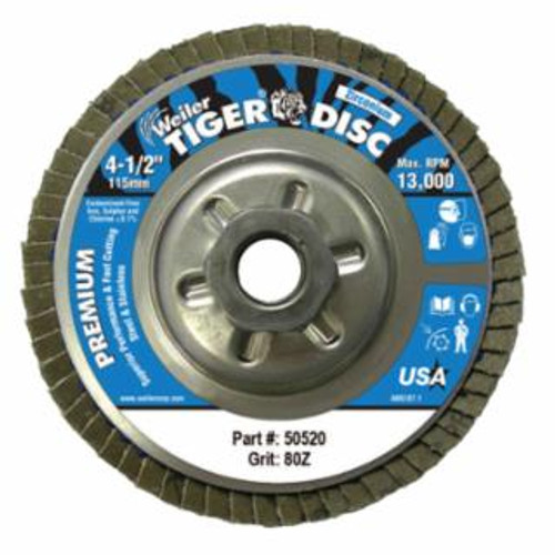 Buy TIGER DISC ANGLED STYLE FLAP DISC, 4-1/2 IN DIA, 80 GRIT, 5/8 IN-11, 13000 RPM, TYPE 29 now and SAVE!