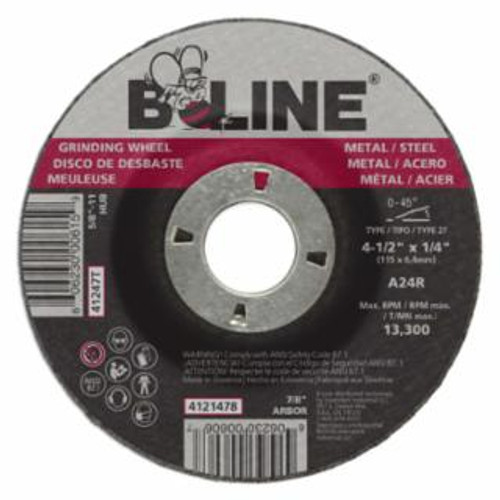 Buy DEPRESSED CTR GRINDING WHEEL, 4-1/2 IN DIA, 1/4 IN THICK, 7/8 IN ARBOR, 24 GRIT now and SAVE!