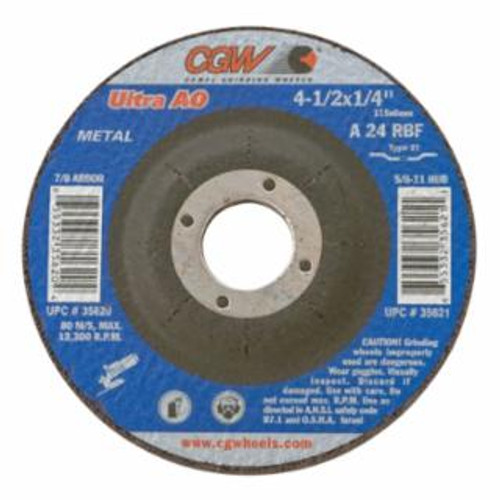 Buy 1/4 IN DEPRESSED CENTER WHEEL TYPE 27, 4-1/2 IN DIA, 7/8 IN ARBOR, A24R now and SAVE!