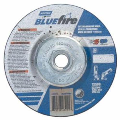 Buy BLUEFIRE TYPE 27 DEPRESSED CENTER WHEEL, 4-1/2 IN DIA, 1/8 IN THICK, 5/8 IN ARBOR, 24 GRIT, ZIRCONIA BLEND now and SAVE!