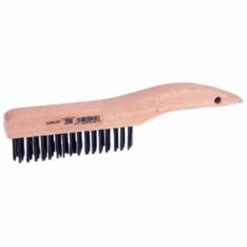 Buy ECONOMY SCRATCH BRUSH, 10 IN L,  4 X 16 ROWS, STEEL WIRE, SHOE HARDWOOD HANDLE now and SAVE!