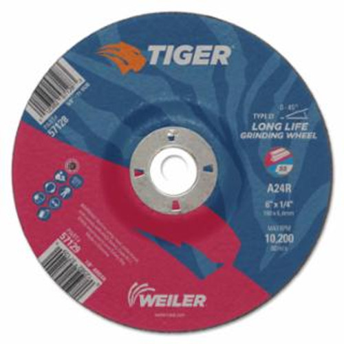 Buy TIGER AO GRINDING WHEEL, 6 IN DIA X 1/4 IN THICK, 7/8 IN ARBOR, A24R, TYPE 27 now and SAVE!