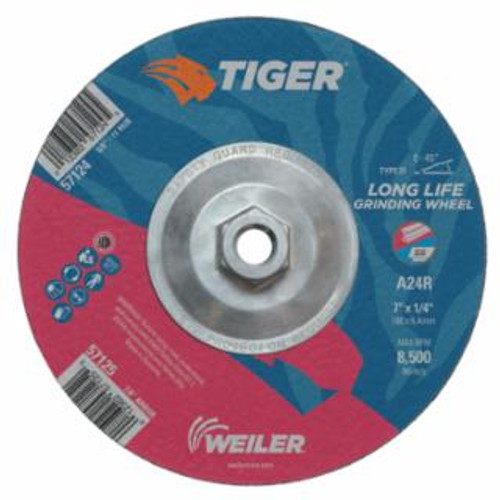 Buy TIGER AO GRINDING WHEEL, 7 IN DIA X 1/4 IN THICK, 5/8 IN-11 UNC ARBOR, A24R, TYPE 27 now and SAVE!