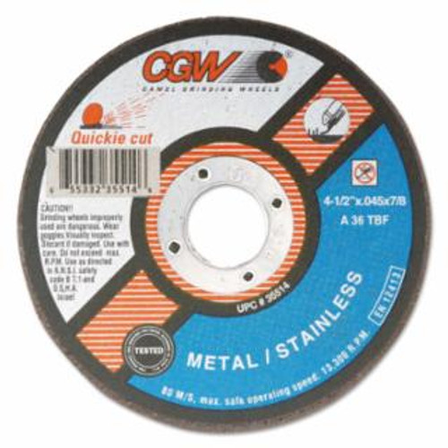 Buy QUICKIE CUT EXTRA THIN CUT-OFF WHEEL, 5 IN DIA, 0.045 IN THICK, 7/8 IN ARBOR, 36 GRIT ALUMINUM OXIDE now and SAVE!