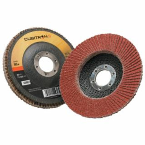 Buy CUBITRON II FLAP DISC 967A, 4-1/2 IN DIA, 80 GRIT, 7/8 IN ARBOR, 13,300 RPM, TYPE 27 now and SAVE!