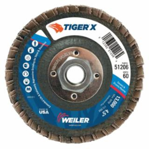 Buy TIGER X FLAP DISC, 4-1/2 IN ANGLED, 60 GRIT, 5/8 IN TO 11 ARBOR now and SAVE!