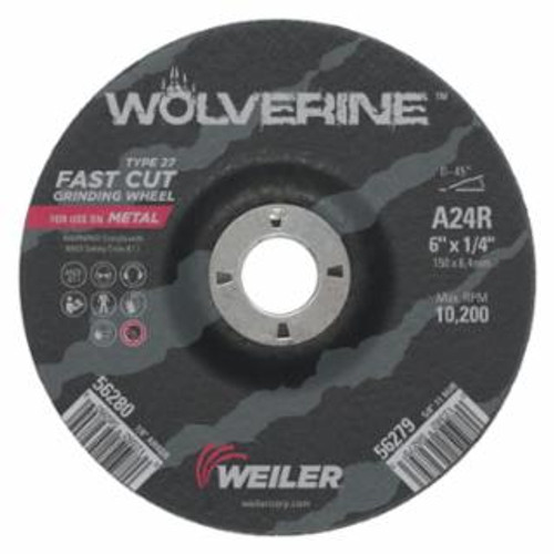 Buy WOLVERINE THIN CUTTING WHEEL, 6 IN DIA, 1/4 THICK, 7/8 ARBOR, 24 GRIT now and SAVE!